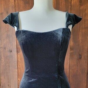 Jenny Yoo Issa Off Shoulder Velvet Bridesmaid Dress 0 French Blue Floor Length